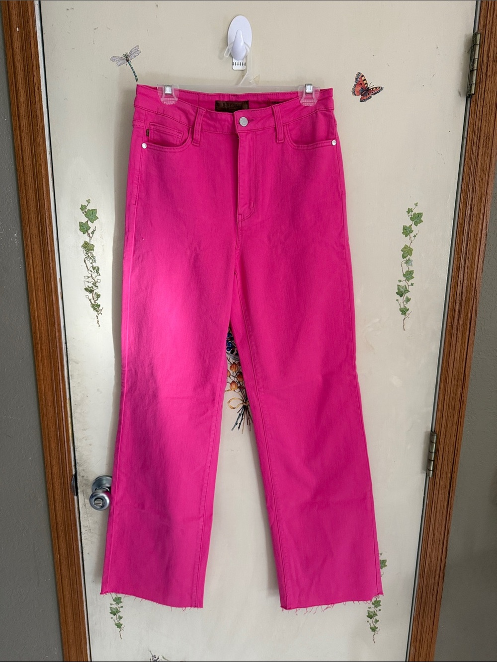 Judy Blue Hot Pink Straight-Leg Jeans